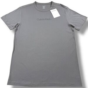 Calvin Klein Sleep T-Shirt Mens Size Medium M Gray Embroidered Logo Short Sleeve